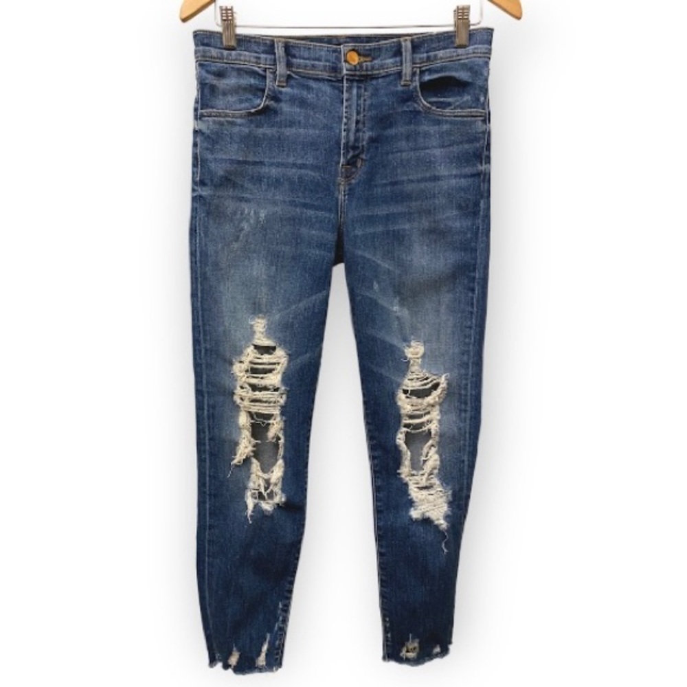 J Brand 8 (29) Alana High Rise Distressed Womens Skinny Jeans In Torrent Blue